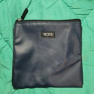 Tumi For Delta Small Zip Pouch Bag Navy Dark Blue Square Travel Vacation